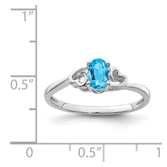 Sterling Silver Rhodium-plated Light Swiss Blue Topaz Ring - 12
