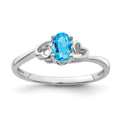 Sterling Silver Rhodium-plated Light Swiss Blue Topaz Ring - 16
