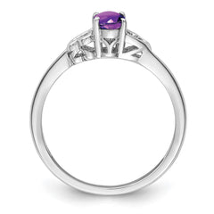 Sterling Silver Rhodium-plated Amethyst Ring - 30