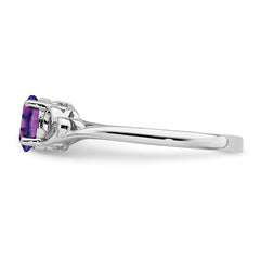 Sterling Silver Rhodium-plated Amethyst Ring - 31