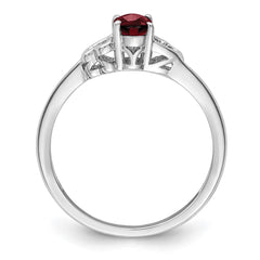 Sterling Silver Rhodium-plated Garnet Ring - 23