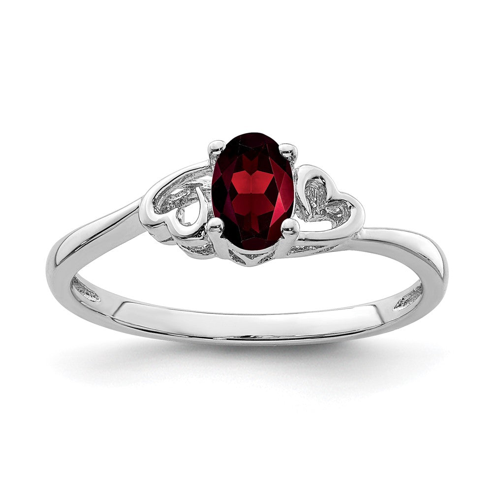 Sterling Silver Rhodium-plated Garnet Ring - 26