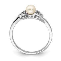Sterling Silver Rhodium-plated FW Cultured Pearl Ring - 9