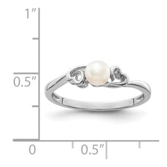 Sterling Silver Rhodium-plated FW Cultured Pearl Ring - 13