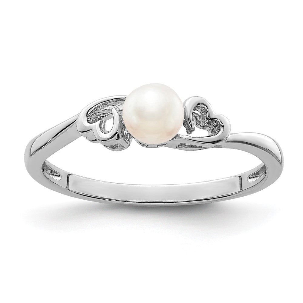 Sterling Silver Rhodium-plated FW Cultured Pearl Ring - 13