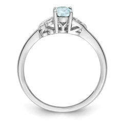 Sterling Silver Rhodium-plated Aquamarine Ring - 14