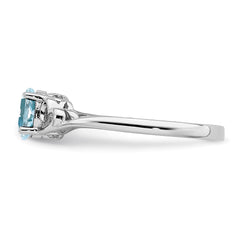 Sterling Silver Rhodium-plated Aquamarine Ring - 13