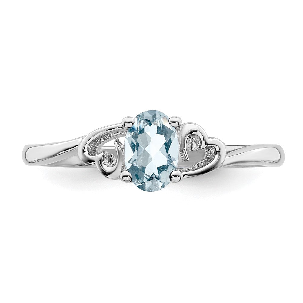 Sterling Silver Rhodium-plated Aquamarine Ring - 20