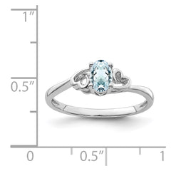 Sterling Silver Rhodium-plated Aquamarine Ring - 17