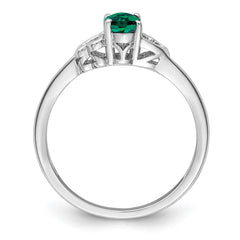 Sterling Silver Rhodium-plated Created Emerald Ring - 20