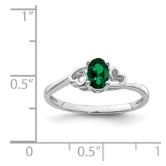 Sterling Silver Rhodium-plated Created Emerald Ring - 20