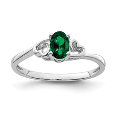 Sterling Silver Rhodium-plated Created Emerald Ring - 20