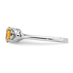 Sterling Silver Rhodium-plated Citrine Ring - 12