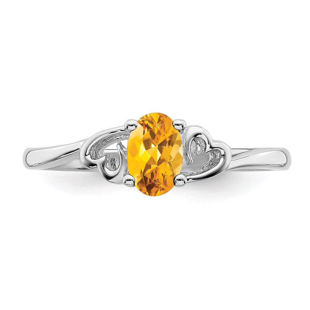 Sterling Silver Rhodium-plated Citrine Ring - 20