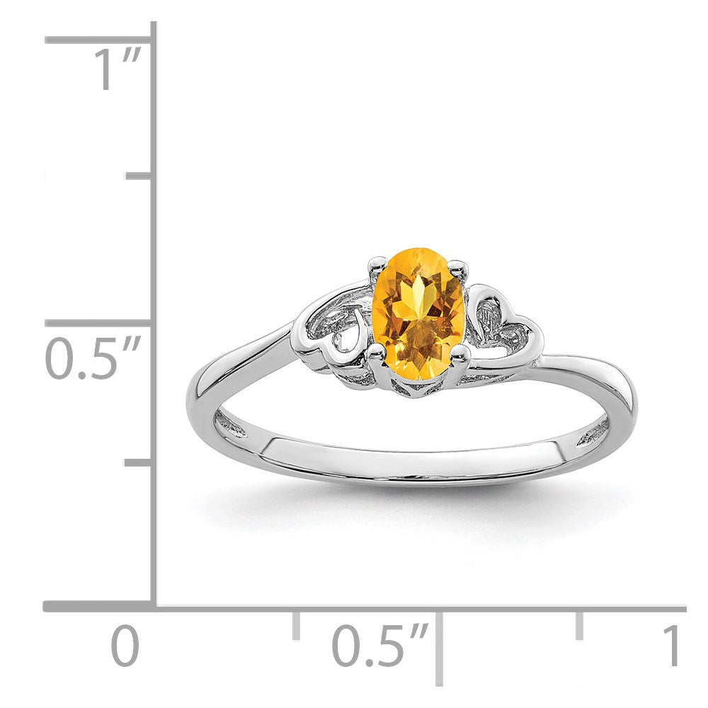 Sterling Silver Rhodium-plated Citrine Ring - 20