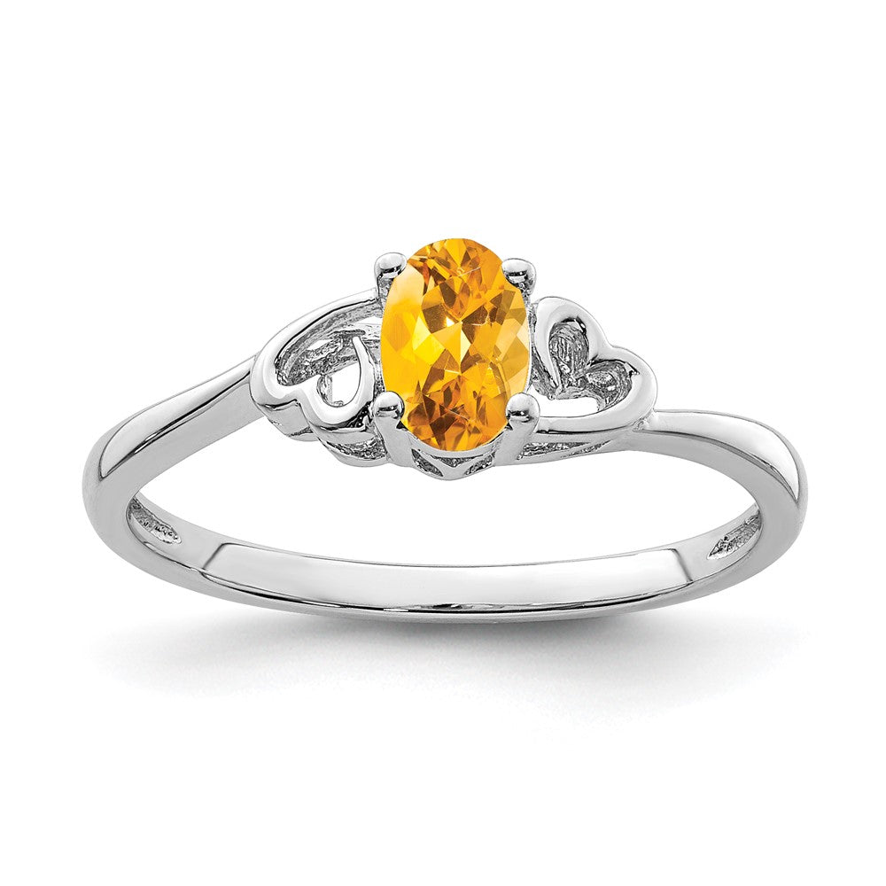 Sterling Silver Rhodium-plated Citrine Ring - 12