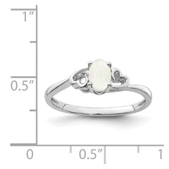 Sterling Silver Rhodium-plated Created Opal Ring - 14