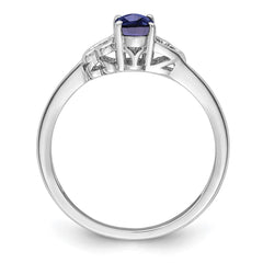Sterling Silver Rhodium-plated Created Sapphire Ring - 21