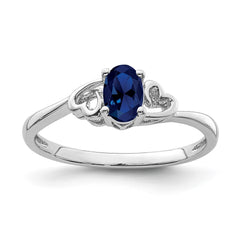 Sterling Silver Rhodium-plated Created Sapphire Ring - 18