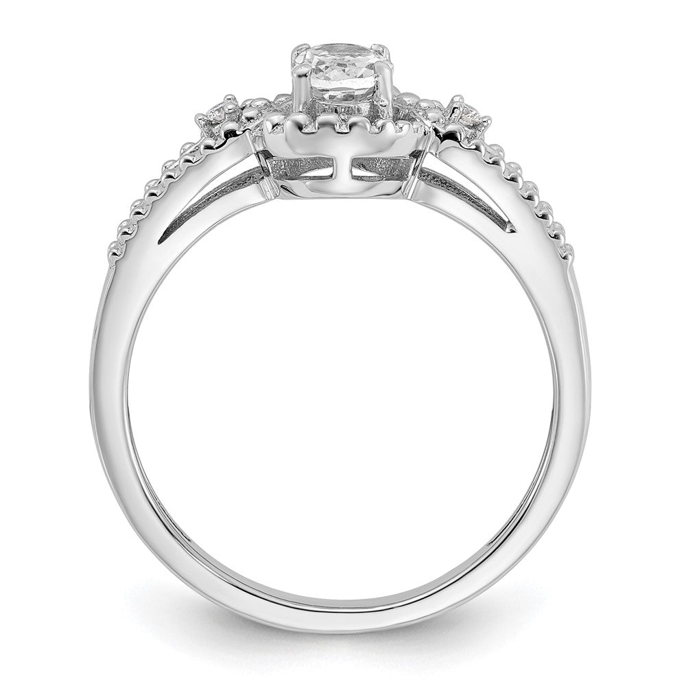 Sterling Silver Rhodium-plated White Topaz & Diam. Ring - 24