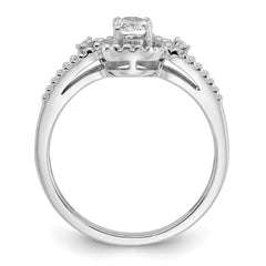 Sterling Silver Rhodium-plated White Topaz & Diam. Ring - 7