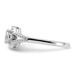 Sterling Silver Rhodium-plated White Topaz & Diam. Ring - 7