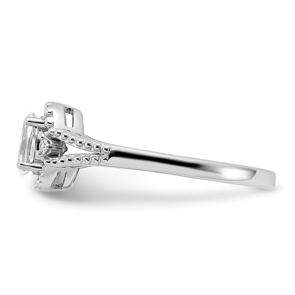 Sterling Silver Rhodium-plated White Topaz & Diam. Ring - 24