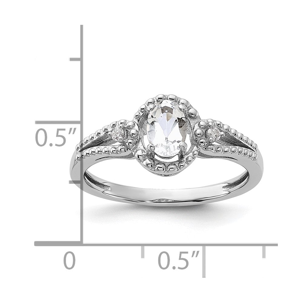 Sterling Silver Rhodium-plated White Topaz & Diam. Ring - 24