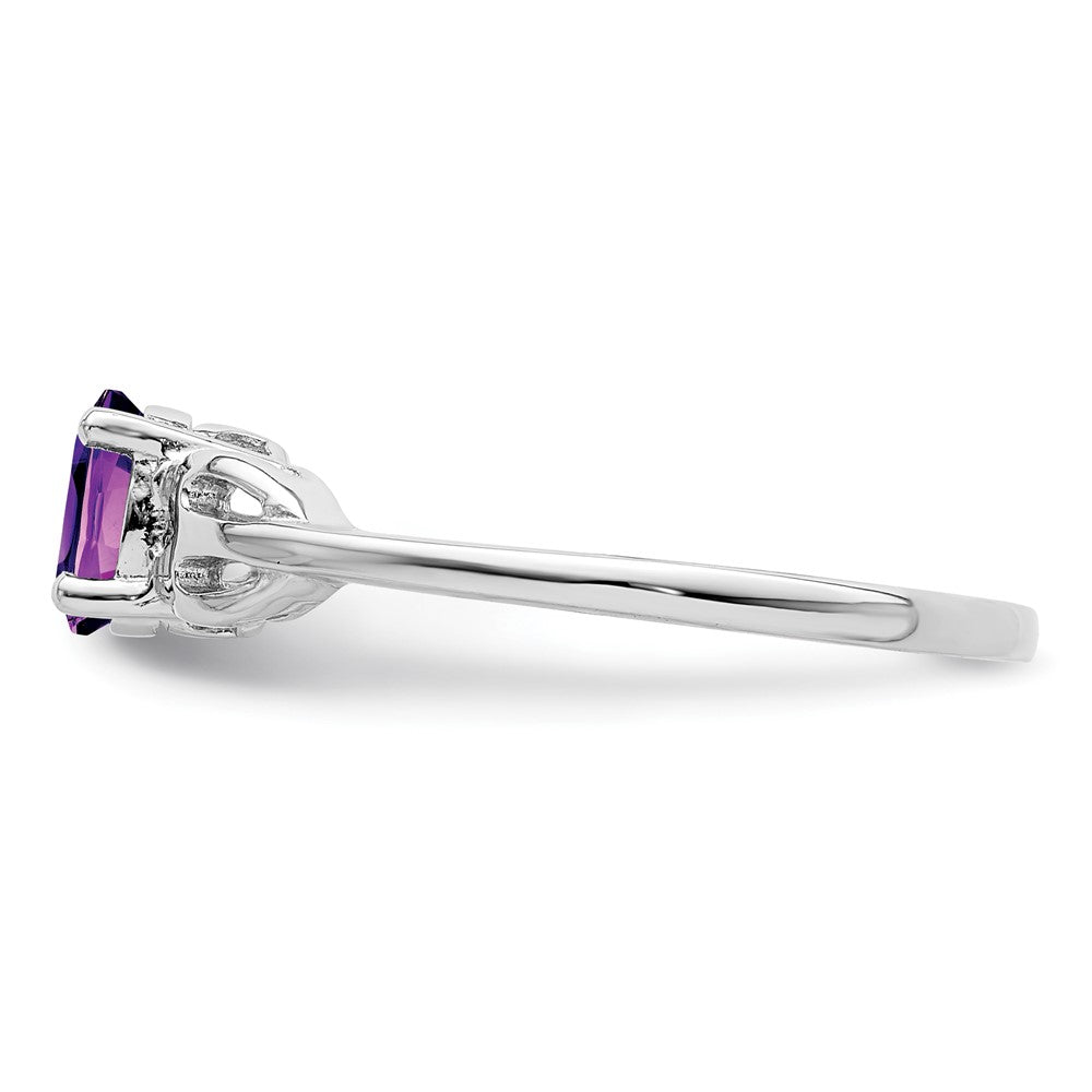 Sterling Silver Rhodium-plated Amethyst Ring - 41