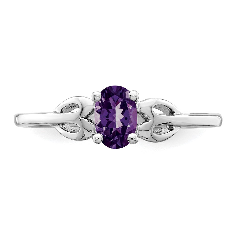 Sterling Silver Rhodium-plated Amethyst Ring - 41