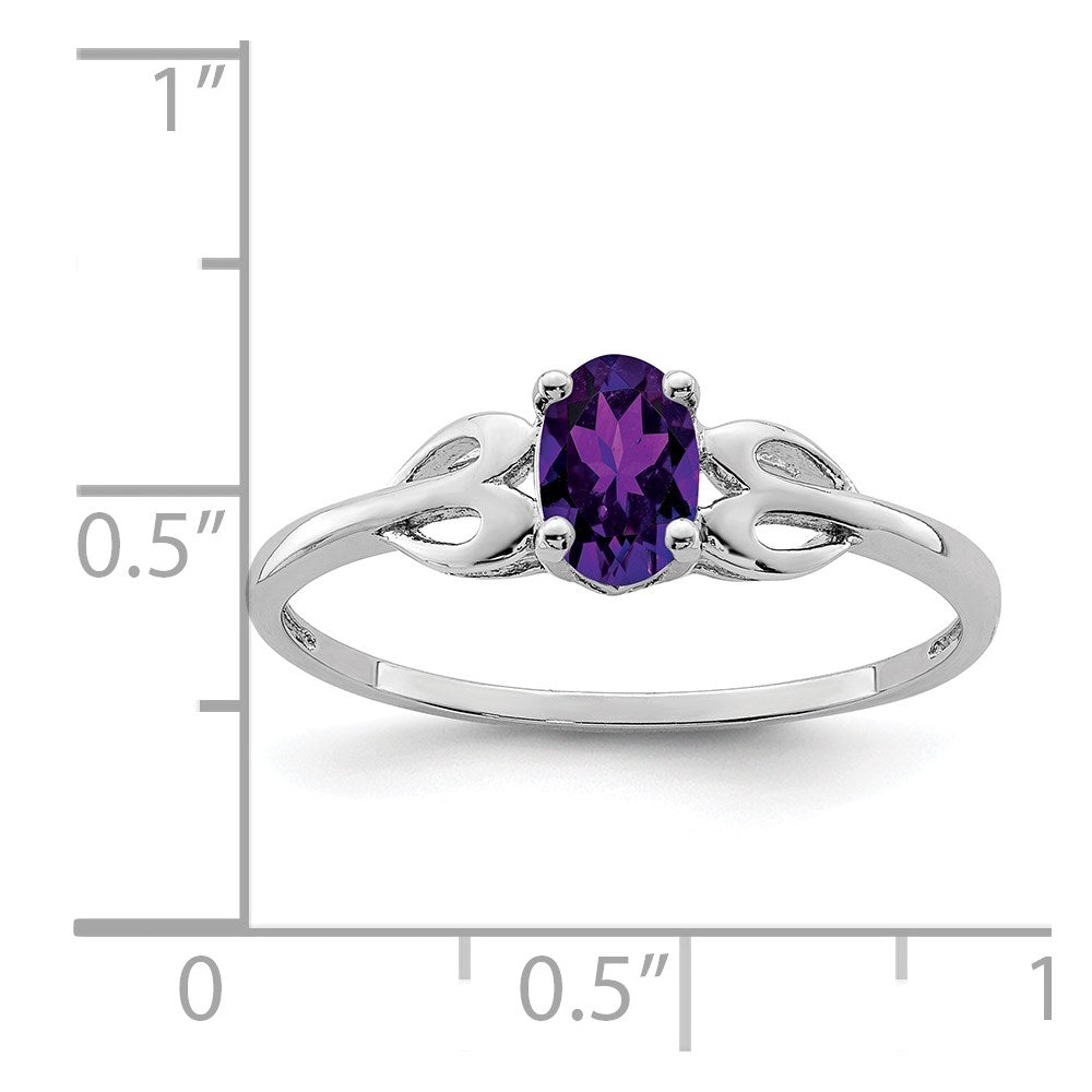 Sterling Silver Rhodium-plated Amethyst Ring - 41
