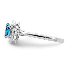 Sterling Silver Rhodium-plated Light Swiss Blue Topaz & Diam. Ring - 3