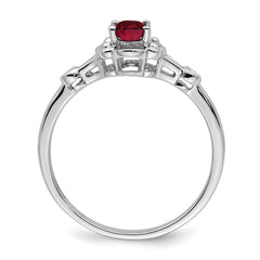 Sterling Silver Rhodium-plated Created Ruby & Diam. Ring - 8