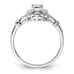 Sterling Silver Rhodium-plated White Topaz & Diam. Ring - 3