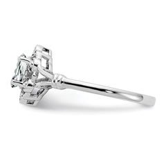 Sterling Silver Rhodium-plated White Topaz & Diam. Ring - 16
