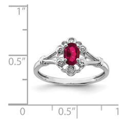 Sterling Silver Rhodium-plated Created Ruby & Diam. Ring - 16