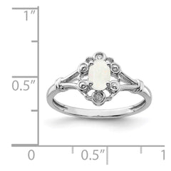 Sterling Silver Rhodium-plated Created Opal & Diam. Ring - 21