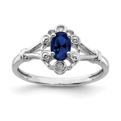 Sterling Silver Rhodium-plated Created Sapphire & Diam. Ring - 23