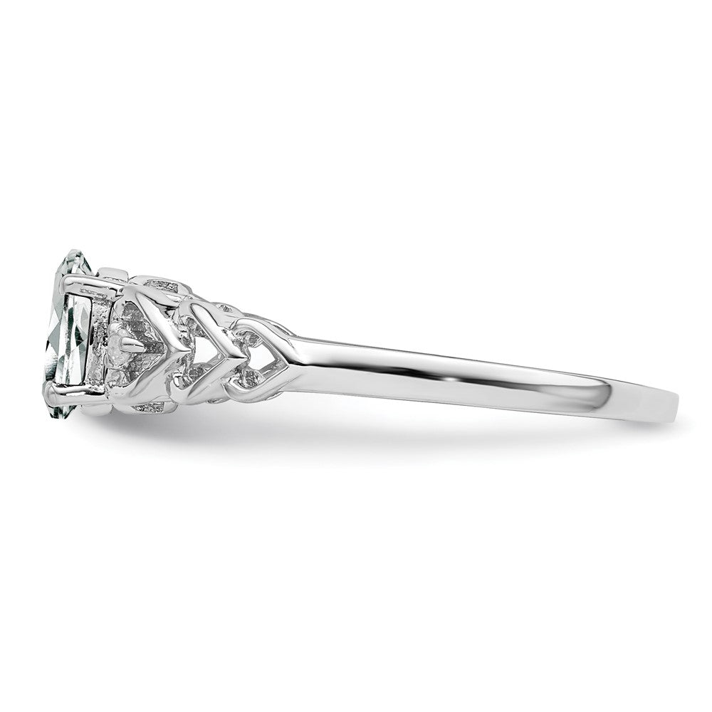 Sterling Silver Rhodium-plated White Topaz & Diam. Ring - 22