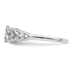 Sterling Silver Rhodium-plated White Topaz & Diam. Ring - 22