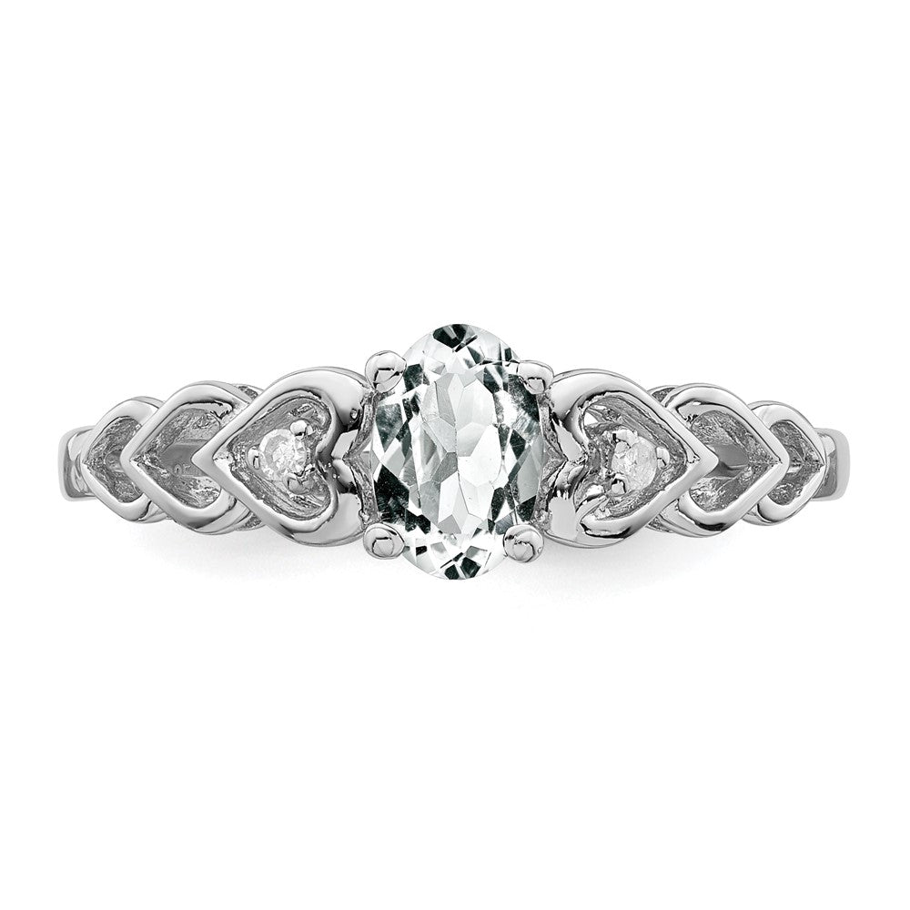 Sterling Silver Rhodium-plated White Topaz & Diam. Ring - 23