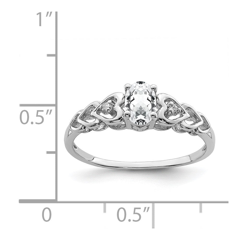 Sterling Silver Rhodium-plated White Topaz & Diam. Ring - 23