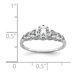 Sterling Silver Rhodium-plated White Topaz & Diam. Ring - 23