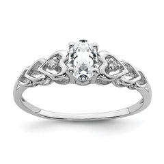 Sterling Silver Rhodium-plated White Topaz & Diam. Ring - 23