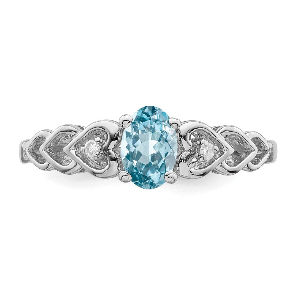 Sterling Silver Rhodium-plated Swiss Blue Topaz & Diam. Ring - 4