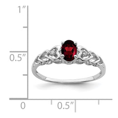 Sterling Silver Rhodium-plated Garnet & Diam. Ring - 19