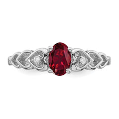 Sterling Silver Rhodium-plated Created Ruby & Diam. Ring - 20