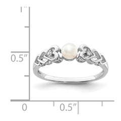 Sterling Silver Rhodium-plated FW Cultured Pearl & Diam. Ring - 21