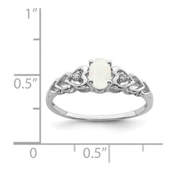 Sterling Silver Rhodium-plated Created Opal & Diam. Ring - 19