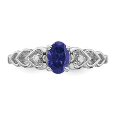 Sterling Silver Rhodium-plated Created Sapphire & Diam. Ring - 3